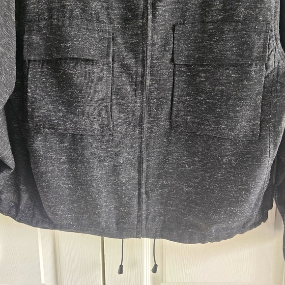 NWT Max Studio Space Dye Light Drawstring Crop Utility Jacket Black Large - Picture 9 of 15